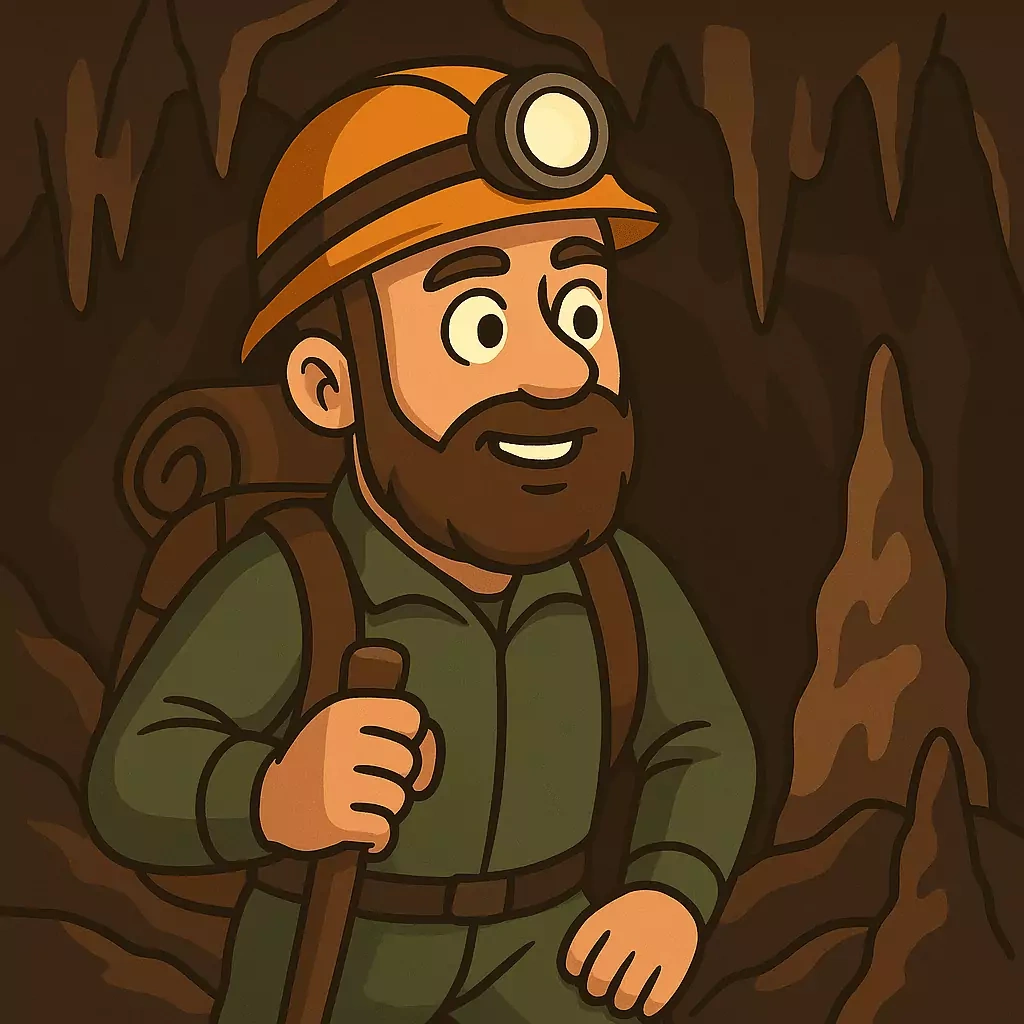 Alain Térieur — spéléologue amateur dans une grotte d'Ardèche